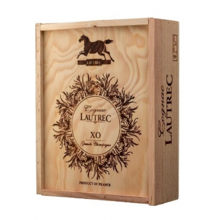 coffret bois Cognac XO Grande Champagne Lautrec