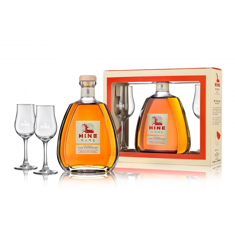 Cognac HINE RARE + 2 verres avec coffret